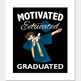 Motivated Educated Graduated 2021 Dabbing College Student Posters and Art